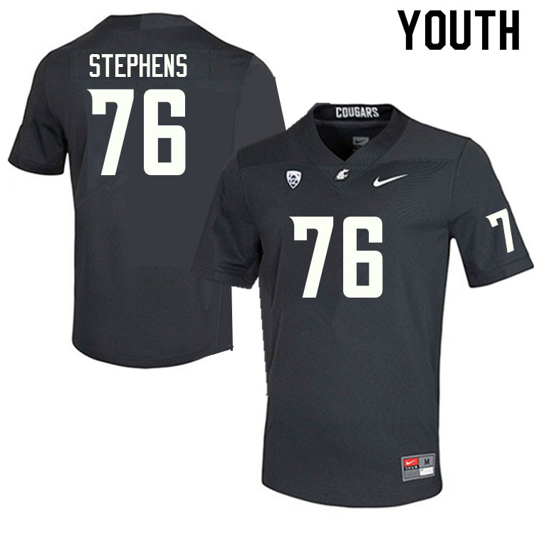 Youth #76 Grant Stephens Washington State Cougars College Football Jerseys Sale-Charcoal